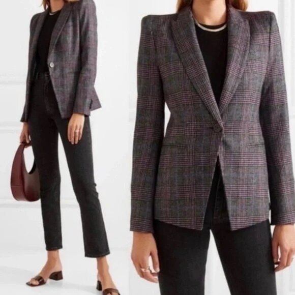 Veronica Beard Brock Plaid Dickey Jacket Blazer Gray Size 2 - Picture 1 of 14